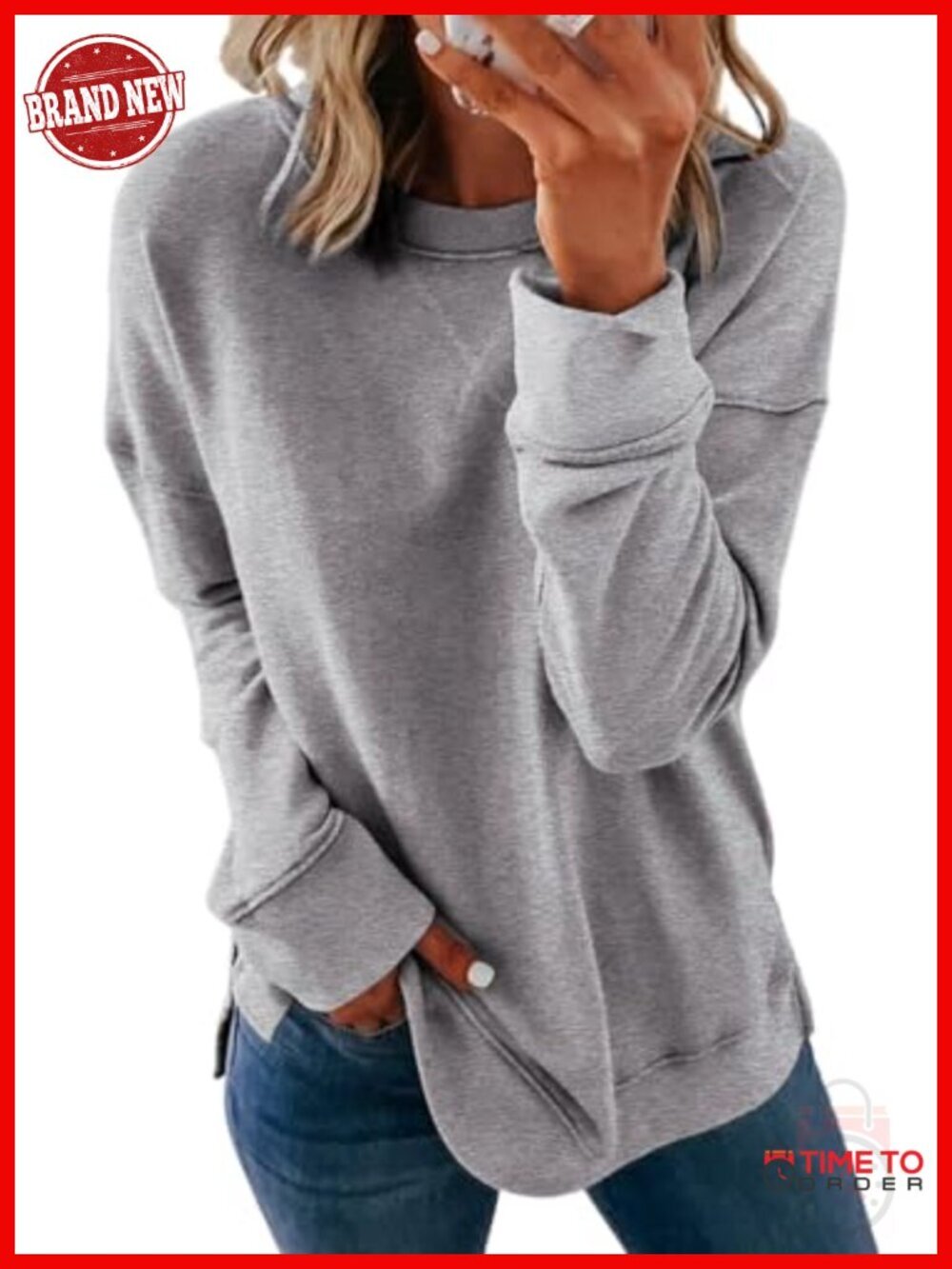 Women's Casual Oversized Sweatshirt Pullover Soft Long Sleeve Crewneck Top